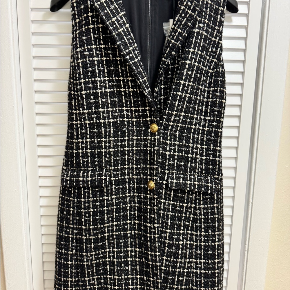 Alice + Olivia Black and Ecru Tweed Dress